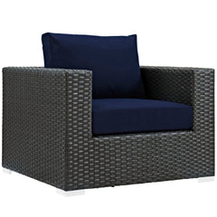 Sojourn Canvas Navy 3 Piece Outdoor Patio Sunbrella Sectional Set - 33.5x113" - Ornate Home