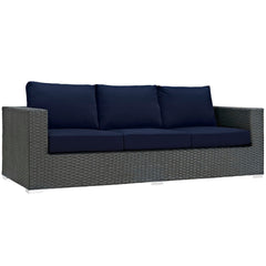Sojourn Canvas Navy 3 Piece Outdoor Patio Sunbrella Sectional Set - 50.5x88" - Ornate Home