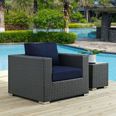 Sojourn Canvas Navy Outdoor Patio Sunbrella Armchair - Ornate Home