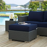 Sojourn Canvas Navy Outdoor Patio Sunbrella Ottoman - Ornate Home