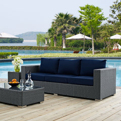 Sojourn Canvas Navy Outdoor Patio Sunbrella Sofa - Ornate Home