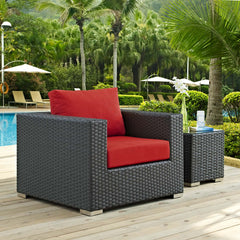 Sojourn Canvas Red Outdoor Patio Sunbrella Armchair - Ornate Home