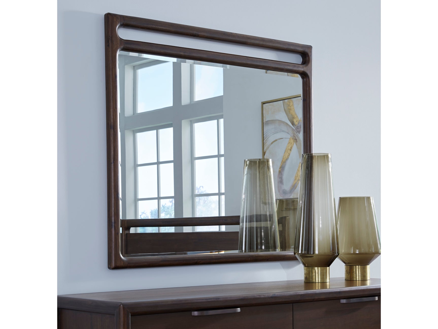 Sol Brown Spice Beveled Glass Wall or Dresser Mirror - Ornate Home