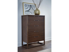 Sol Brown Spice Five Drawer Acacia Wood Chest - Ornate Home
