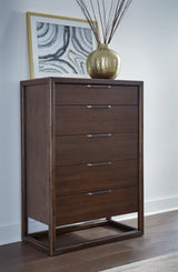 Sol Brown Spice Five Drawer Acacia Wood Chest - Ornate Home