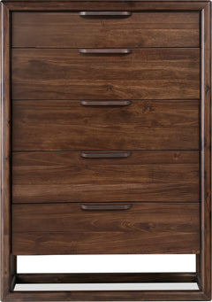 Sol Brown Spice Five Drawer Acacia Wood Chest - Ornate Home