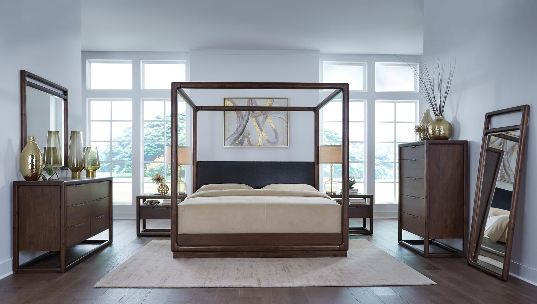 Sol Brown Spice Five Drawer Acacia Wood Chest - Ornate Home