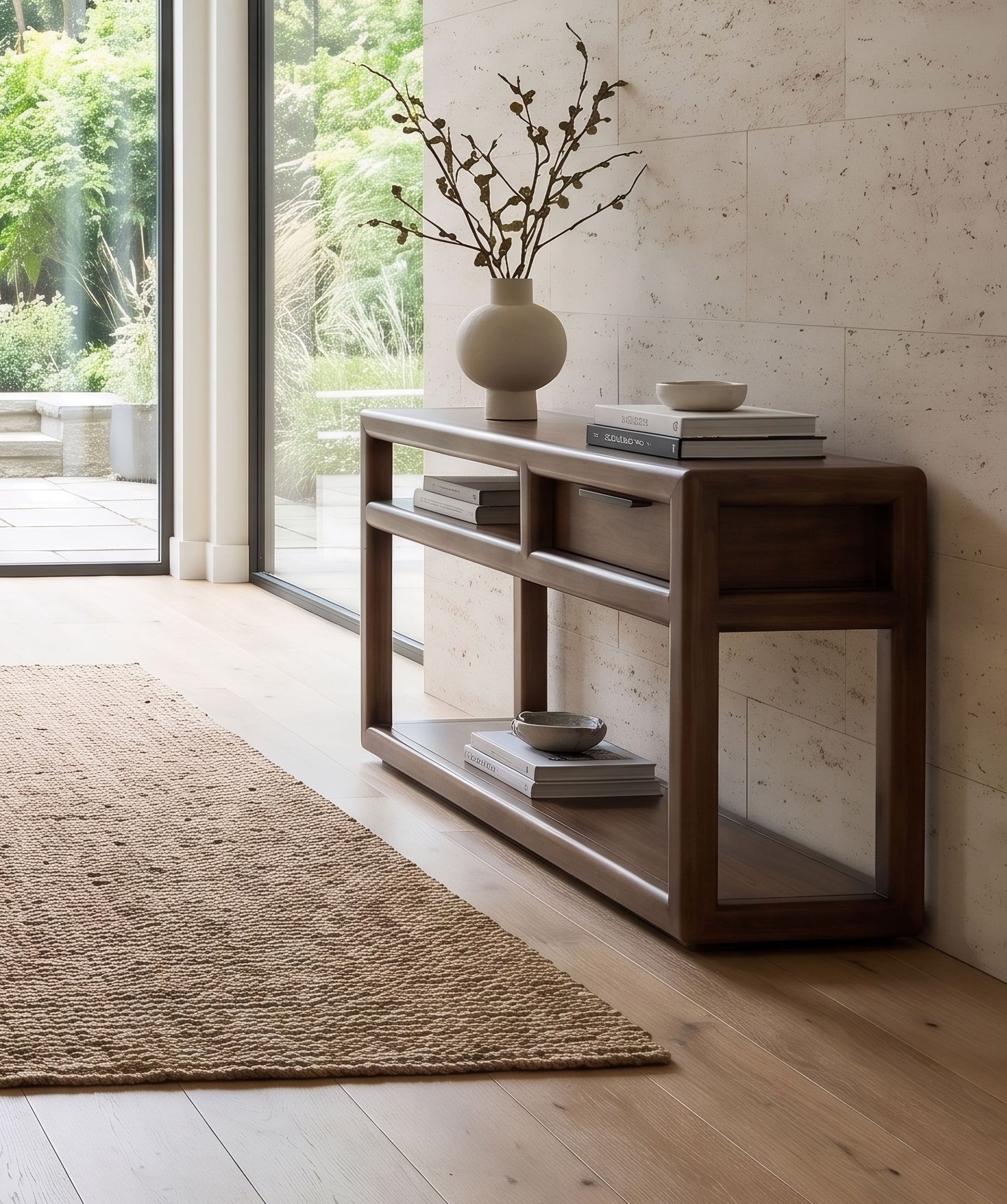 Sol Brown Spice Storage Console Table