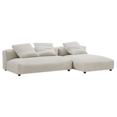 Solace Almond 2-Piece Modular Corduroy Upholstered Sectional Sofa With Chaise - Ornate Home
