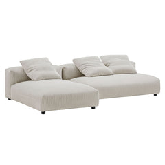 Solace Almond 2-Piece Modular Corduroy Upholstered Sectional Sofa With Chaise - Ornate Home