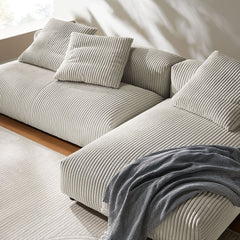 Solace Almond 2-Piece Modular Corduroy Upholstered Sectional Sofa With Chaise - Ornate Home