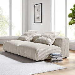 Solace Almond 2-Piece Modular Corduroy Upholstered Sofa - Ornate Home