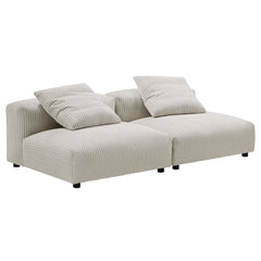 Solace Almond 2-Piece Modular Corduroy Upholstered Sofa - Ornate Home