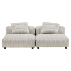 Solace Almond 2-Piece Modular Corduroy Upholstered Sofa - Ornate Home