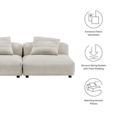 Solace Almond 2-Piece Modular Corduroy Upholstered Sofa - Ornate Home