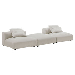 Solace Almond 3-Piece Modular Corduroy Upholstered Sectional Sofa - Ornate Home