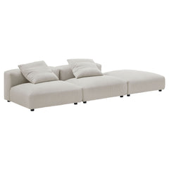 Solace Almond 3-Piece Modular Corduroy Upholstered Sectional Sofa - Ornate Home