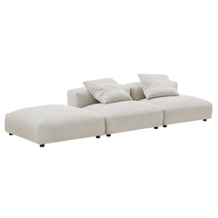 Solace Almond 3-Piece Modular Corduroy Upholstered Sectional Sofa - Ornate Home