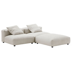 Solace Almond 3-Piece Modular Corduroy Upholstered Sectional Sofa - Ornate Home