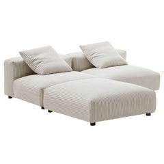 Solace Almond 3-Piece Modular Corduroy Upholstered Sectional Sofa - Ornate Home