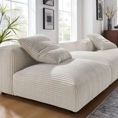 Solace Almond 3-Piece Modular Corduroy Upholstered Sectional Sofa - Ornate Home