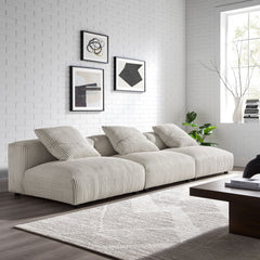 Solace Almond 3-Piece Modular Corduroy Upholstered Sofa - Ornate Home