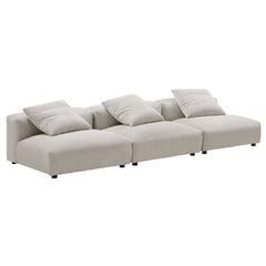 Solace Almond 3-Piece Modular Corduroy Upholstered Sofa - Ornate Home