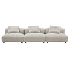 Solace Almond 3-Piece Modular Corduroy Upholstered Sofa - Ornate Home