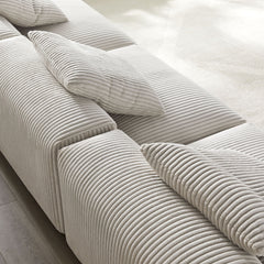 Solace Almond 3-Piece Modular Corduroy Upholstered Sofa - Ornate Home