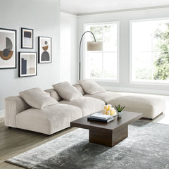 Solace Almond 4-Piece Modular Corduroy Upholstered Sectional Sofa - Ornate Home
