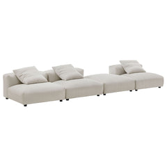 Solace Almond 4-Piece Modular Corduroy Upholstered Sectional Sofa - Ornate Home