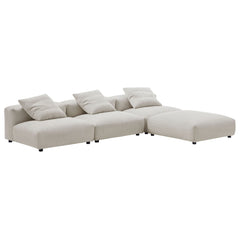 Solace Almond 4-Piece Modular Corduroy Upholstered Sectional Sofa - Ornate Home
