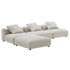 Solace Almond 4-Piece Modular Corduroy Upholstered Sectional Sofa - Ornate Home