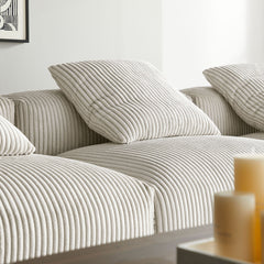 Solace Almond 4-Piece Modular Corduroy Upholstered Sectional Sofa - Ornate Home