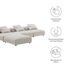 Solace Almond 4-Piece Modular Corduroy Upholstered Sectional Sofa - Ornate Home