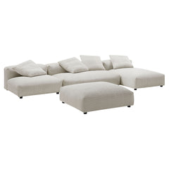 Solace Almond 4-Piece Modular Corduroy Upholstered Sectional Sofa With Ottoman - Ornate Home