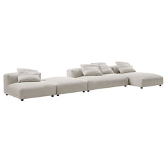 Solace Almond 4-Piece Modular Corduroy Upholstered Sectional Sofa With Ottoman - Ornate Home