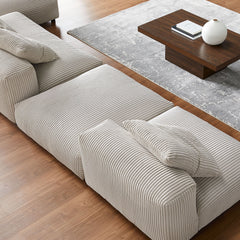 Solace Almond 4-Piece Modular Corduroy Upholstered Sectional Sofa With Ottoman - Ornate Home