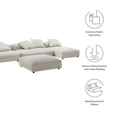 Solace Almond 4-Piece Modular Corduroy Upholstered Sectional Sofa With Ottoman - Ornate Home