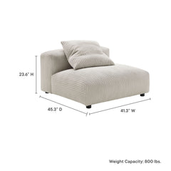 Solace Almond Modular Corduroy Upholstered Armless Chair - Ornate Home