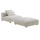 Solace Almond Modular Corduroy Upholstered Armless Chair and Ottoman Set - Ornate Home