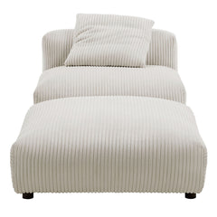 Solace Almond Modular Corduroy Upholstered Armless Chair and Ottoman Set - Ornate Home