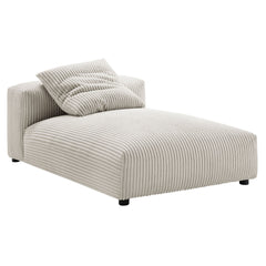 Solace Almond Modular Corduroy Upholstered Armless Chaise Lounge - Ornate Home