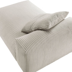 Solace Almond Modular Corduroy Upholstered Armless Chaise Lounge - Ornate Home