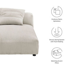 Solace Almond Modular Corduroy Upholstered Armless Chaise Lounge - Ornate Home