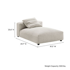 Solace Almond Modular Corduroy Upholstered Armless Chaise Lounge - Ornate Home
