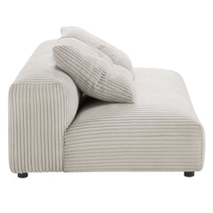 Solace Almond Modular Corduroy Upholstered Armless Loveseat - Ornate Home