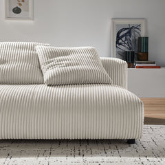 Solace Almond Modular Corduroy Upholstered Armless Loveseat - Ornate Home