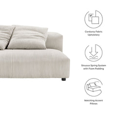 Solace Almond Modular Corduroy Upholstered Armless Loveseat - Ornate Home