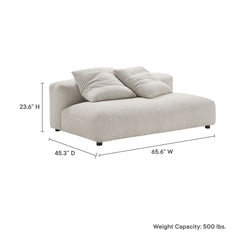 Solace Almond Modular Corduroy Upholstered Armless Loveseat - Ornate Home